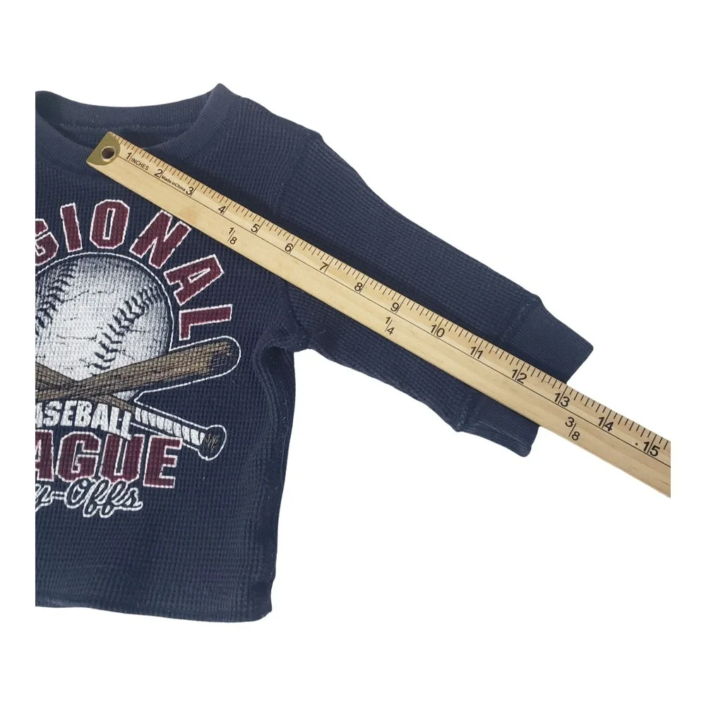 Childrens Place Boys Navy Baseball League Thermal Waffle Knit Shirt 6-9 Months